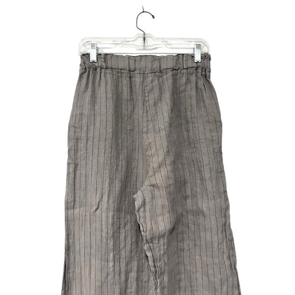 Campo De Firori Linen Wide Leg Pants Women’s Sz S Gray Pinstripe Pull On - Picture 5 of 7
